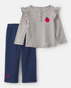 Conjunto 2 piezas, camiseta y pantalón ancho, manzanas