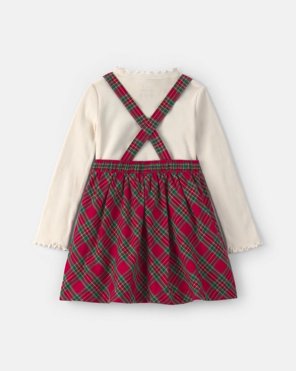 Conjunto 2 piezas, camiseta y pichi de cuadros, rojo - Carter's