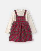 Conjunto 2 piezas, camiseta y pichi de cuadros, rojo - Carter's