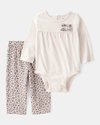2-piece set with tie-up bodysuit and leopard pants
