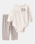 Conjunto 2 piezas con body de lazos y pantalón leopardo - Carter's