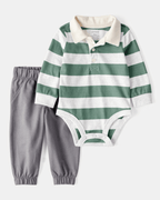 Conjunto 2 piezas con body polo a rayas y jogger - Carter's