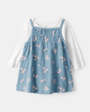 Conjunto 2 piezas con vestido azul floral y body
