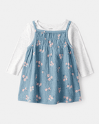 Conjunto 2 piezas con vestido azul floral y body - Carter's