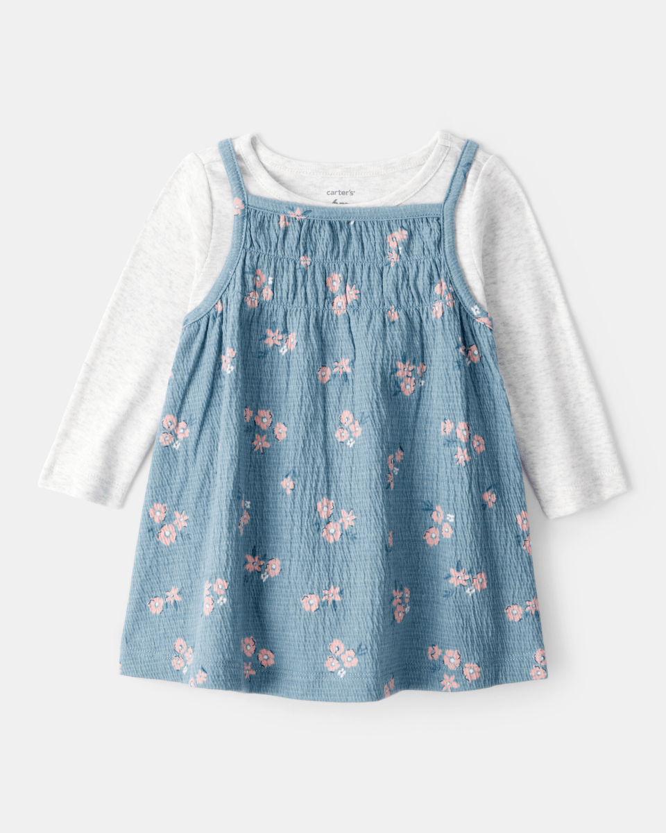 Conjunto 2 piezas con vestido azul floral y body - Carter's
