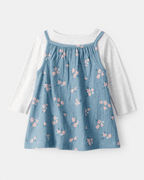 Conjunto 2 piezas con vestido azul floral y body - Carter's