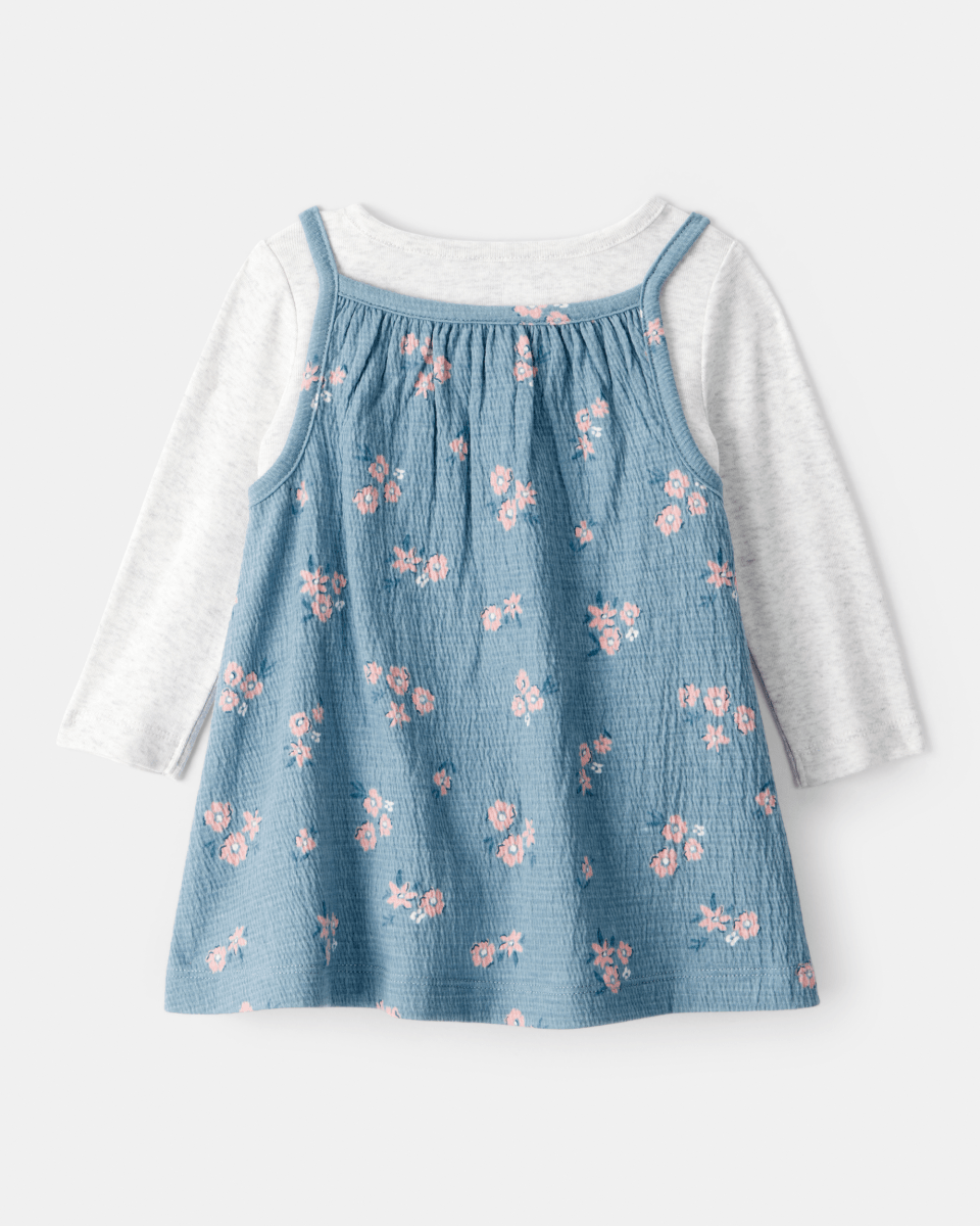 Conjunto 2 piezas con vestido azul floral y body - Carter's
