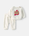 2-piece fleece set, tee and pants in cream