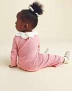 Conjunto 2 piezas de punto, jersey con cuello de ganchillo, rosa - Carter's