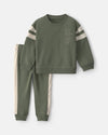 2-piece French terry set, «MVP» sweatshirt and joggers, green