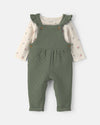 Conjunto 2 piezas, peto acolchado verde oliva y camiseta