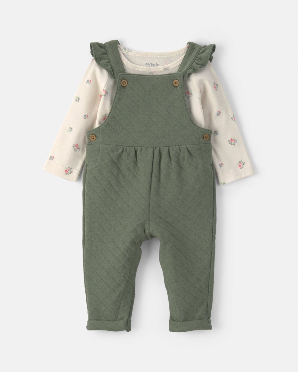 Conjunto 2 piezas, peto acolchado verde oliva y camiseta - Carter's