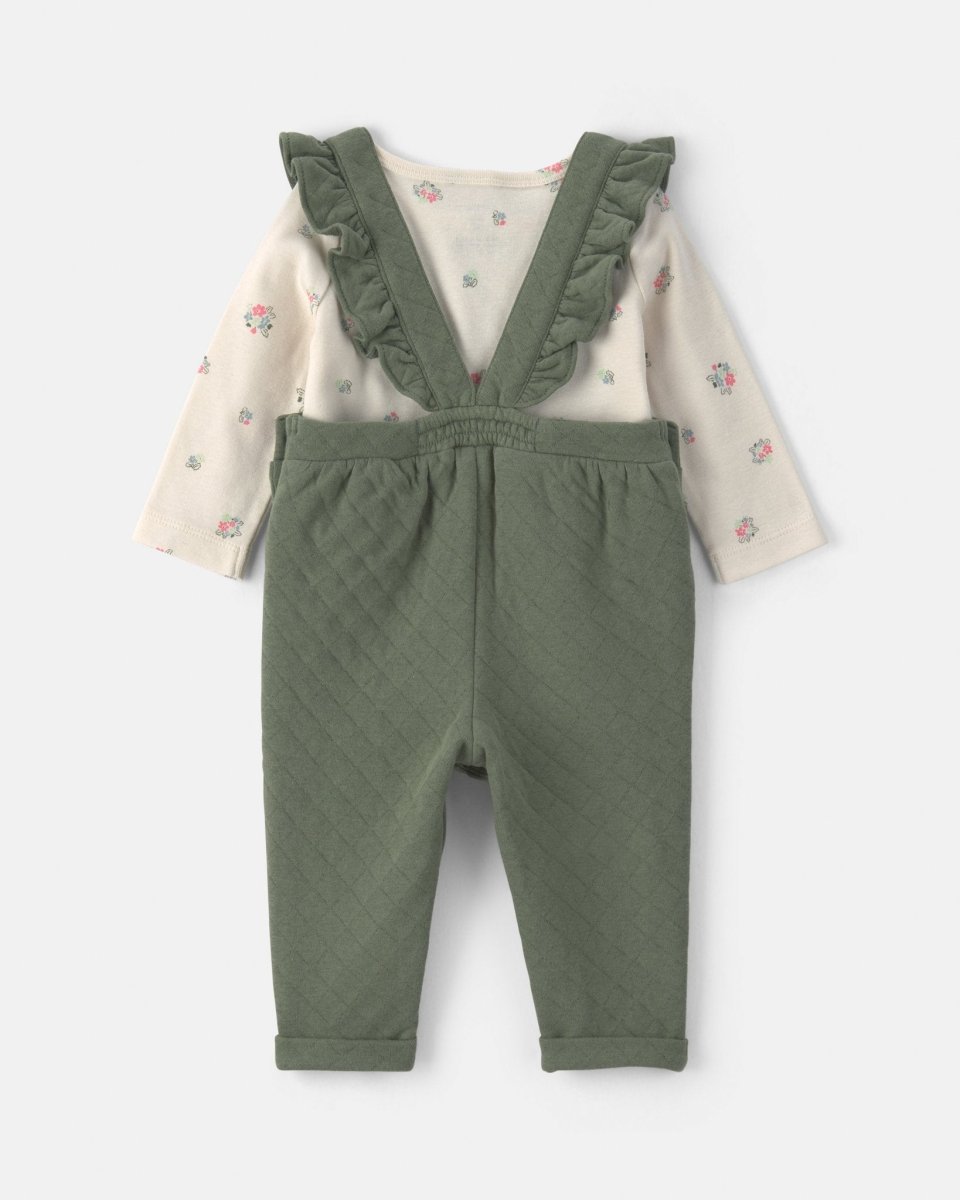 Conjunto 2 piezas, peto acolchado verde oliva y camiseta - Carter's