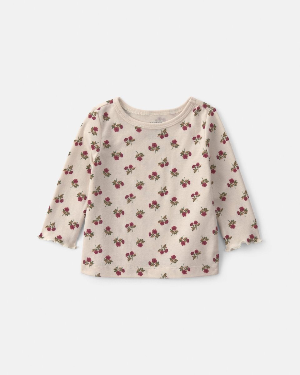 Conjunto 2 piezas, peto de gasa con lazos y camiseta floral - Carter's