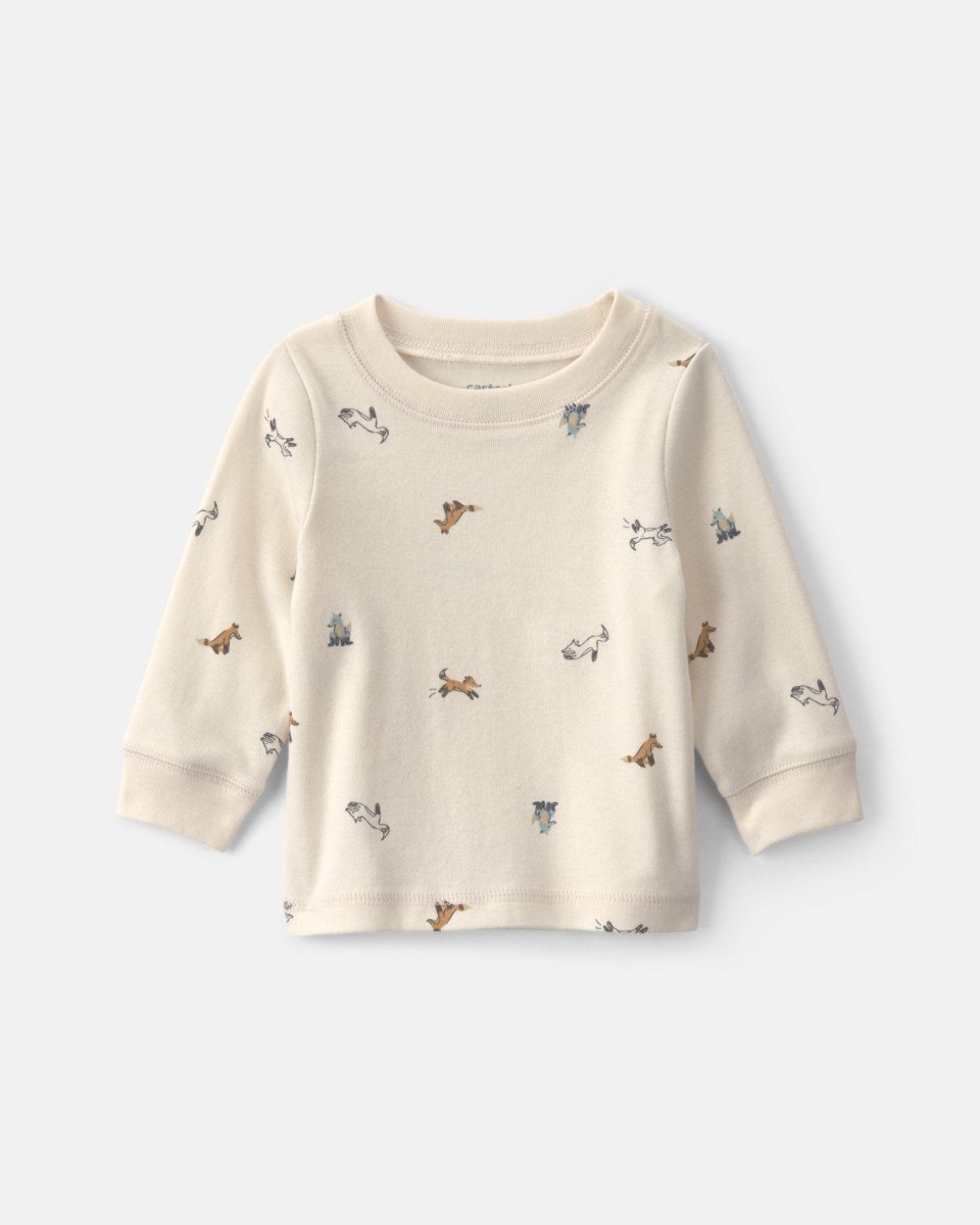 Conjunto 2 piezas, peto de lona y camiseta con lobo - Carter's