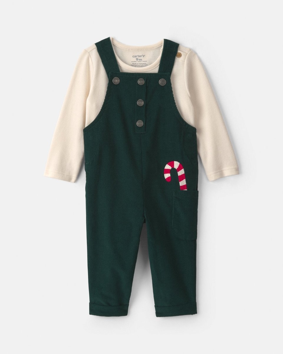Conjunto 2 piezas, peto de pana, bastones de caramelo - Carter's