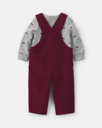 Conjunto 2 piezas, peto de pana burdeos y camiseta - Carter's