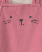 Conjunto 2 piezas, peto de pana rosa y camiseta de gatos - Carter's