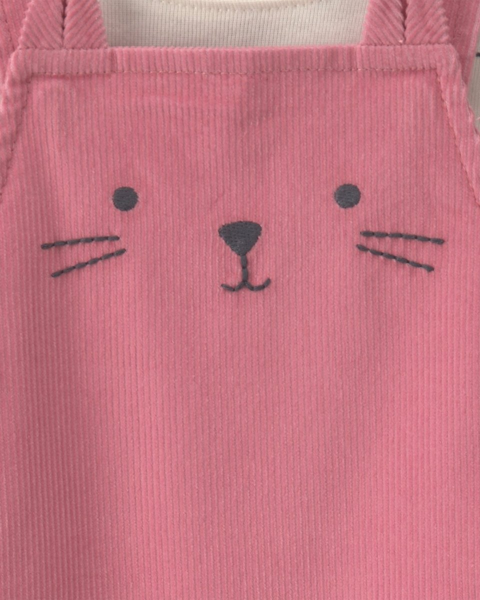 Conjunto 2 piezas, peto de pana rosa y camiseta de gatos - Carter's