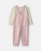Conjunto 2 piezas, peto de rayas rosa y camiseta calada - Carter's