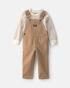Conjunto 2 piezas, peto de sarga a rayas y camiseta, 2T-5T