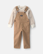 Conjunto 2 piezas, peto de sarga a rayas y camiseta, 2T-5T - Carter's