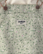Conjunto 2 piezas, peto de sarga y camiseta de flores, verde - Carter's