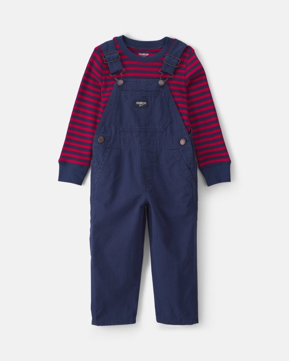 Conjunto 2 piezas, peto de sarga y camiseta térmica azul - Carter's