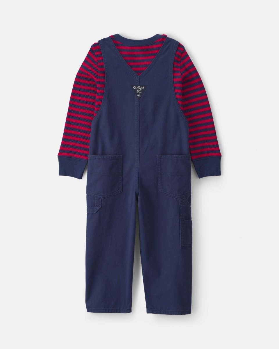 Conjunto 2 piezas, peto de sarga y camiseta térmica azul - Carter's
