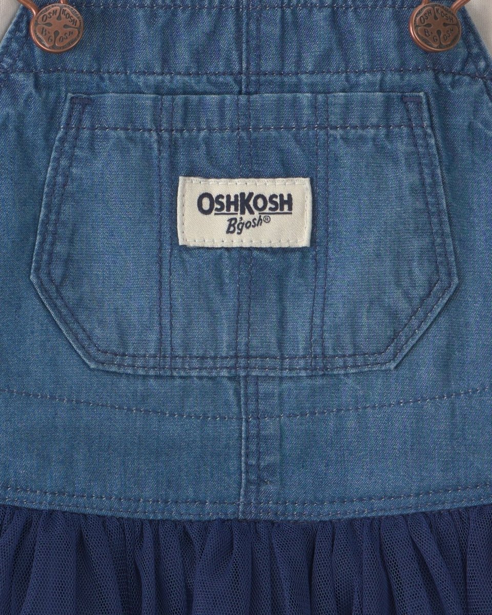 Conjunto 2 piezas, peto falda de chambray con tul y camiseta - Carter's
