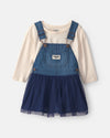 2-piece set, chambray skirtall with tulle and tee