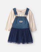 Conjunto 2 piezas, peto falda de chambray con tul y camiseta - Carter's