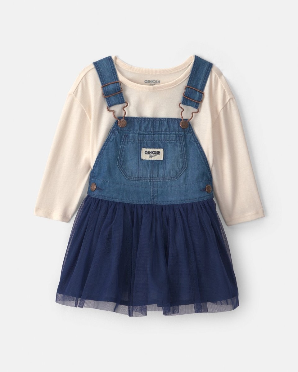 Conjunto 2 piezas, peto falda de chambray con tul y camiseta - Carter's