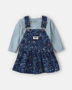 Conjunto 2 piezas, peto falda de pana y camiseta, flores - Carter's