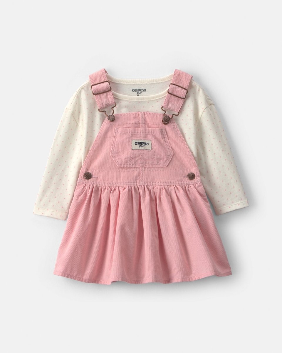Conjunto 2 piezas, peto falda de pana y camiseta, lunares - Carter's