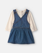 Conjunto 2 piezas, peto falda vaquera claro y camiseta - Carter's
