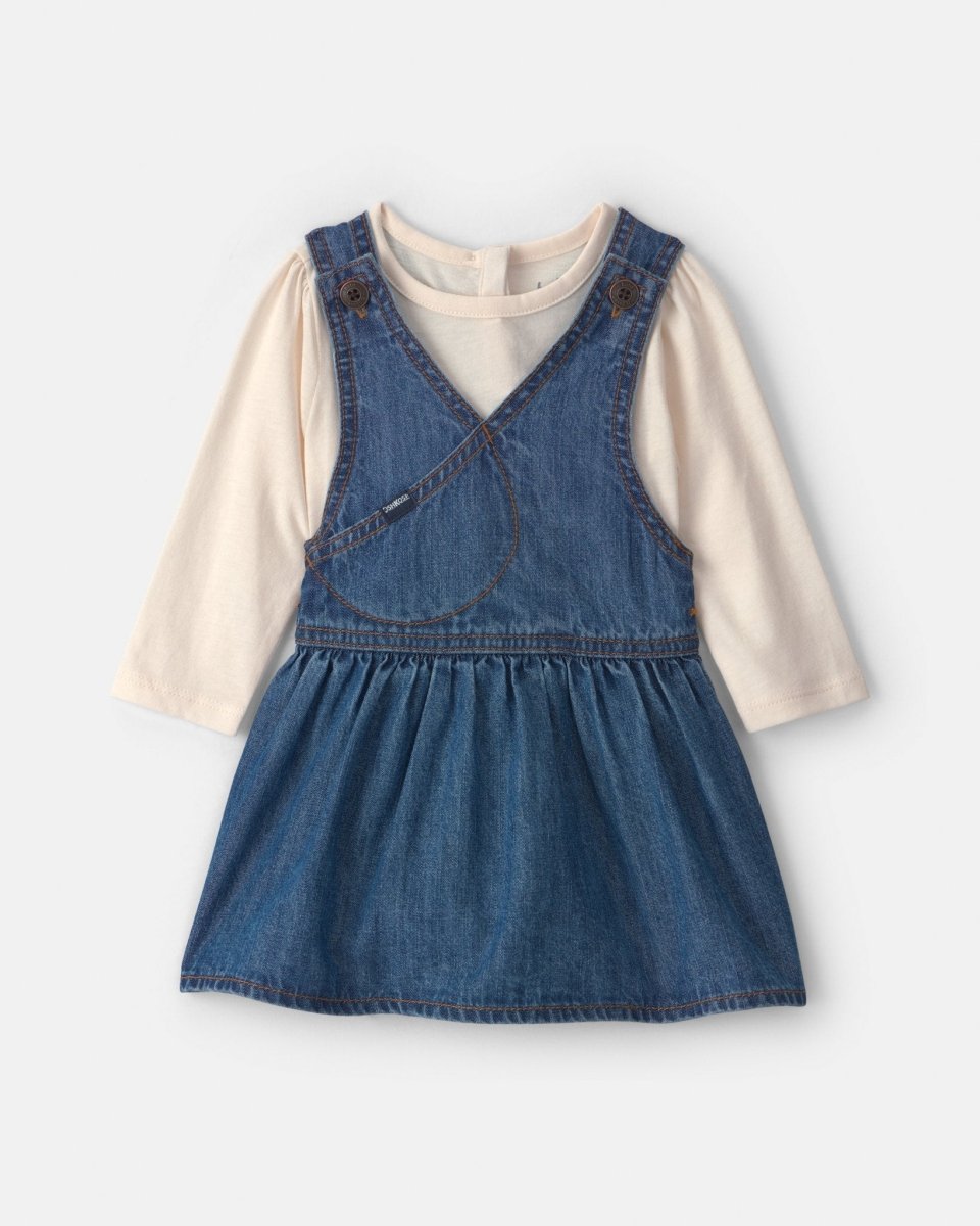 Conjunto 2 piezas, peto falda vaquera claro y camiseta - Carter's