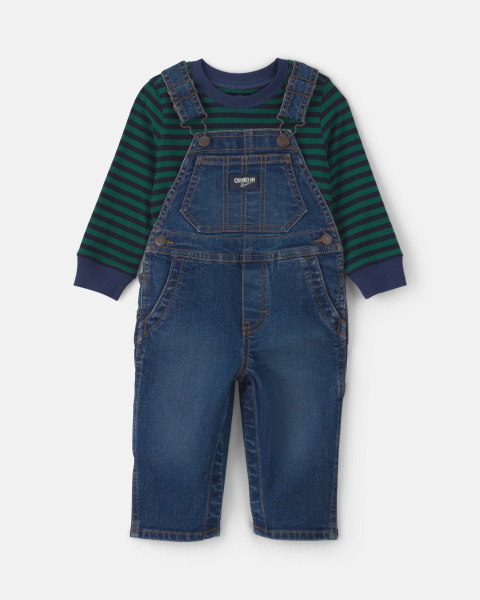 Conjunto 2 piezas, peto vaquero a rayas y camiseta - Carter's