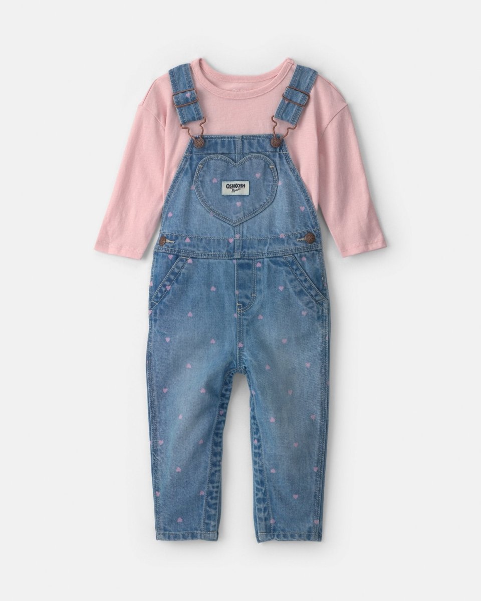 Conjunto 2 piezas, peto vaquero con bolsillo de corazón - Carter's
