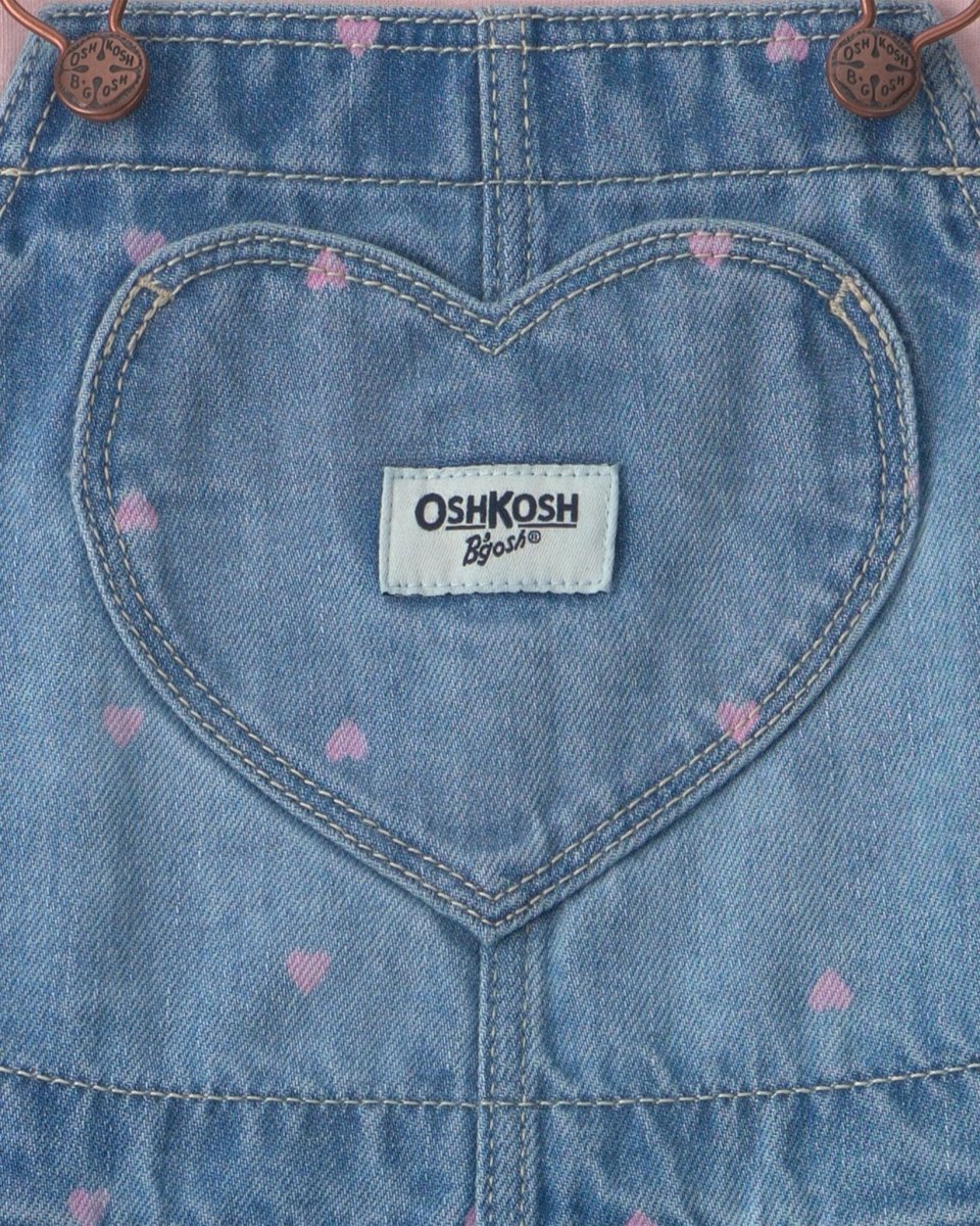 Conjunto 2 piezas, peto vaquero con corazón y camiseta rosa - Carter's