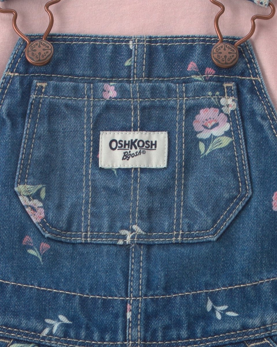 Conjunto 2 piezas, peto vaquero floral y camiseta - Carter's