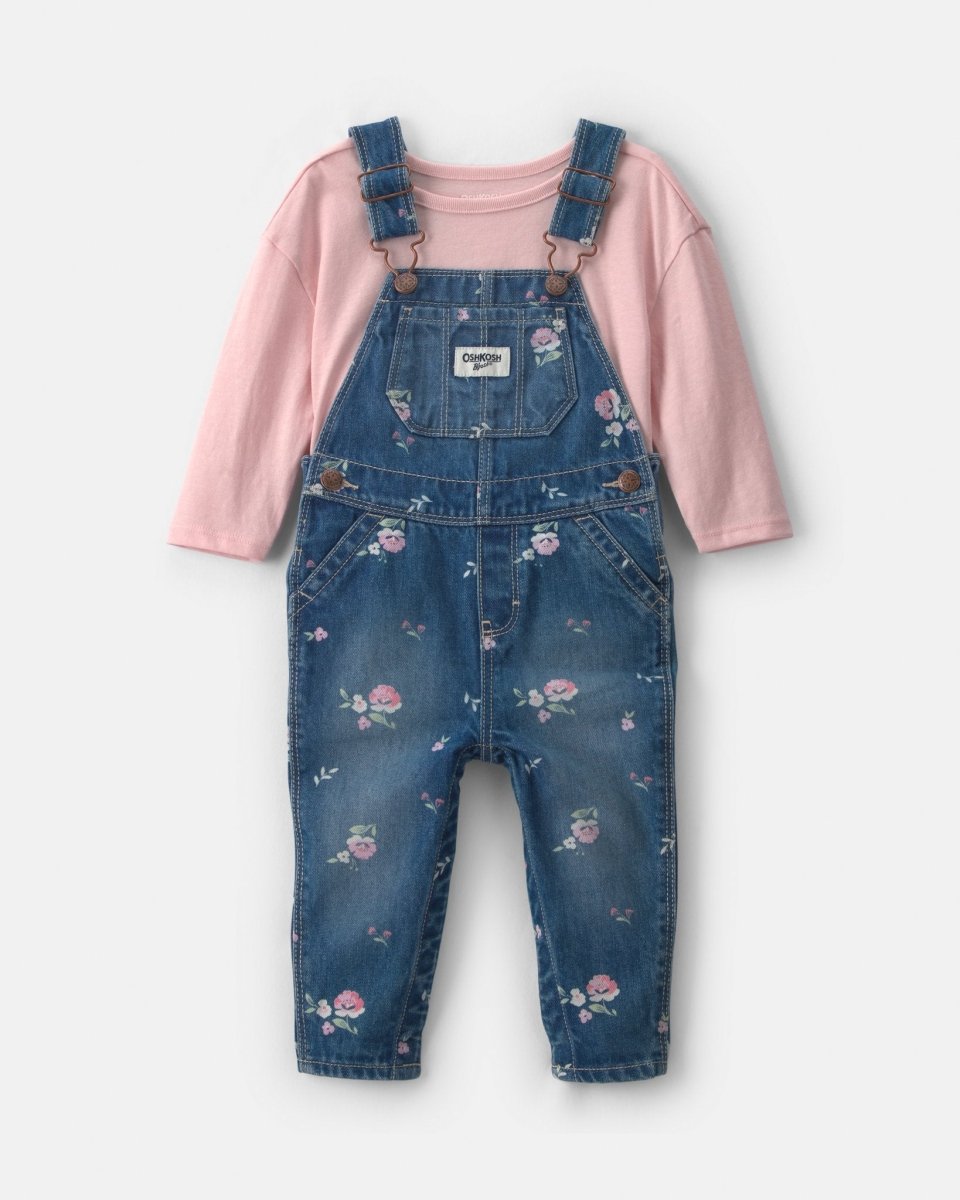 Conjunto 2 piezas, peto vaquero floral y camiseta - Carter's