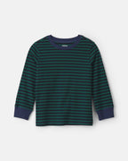 Conjunto 2 piezas, peto vaquero y camiseta a rayas verdes - Carter's