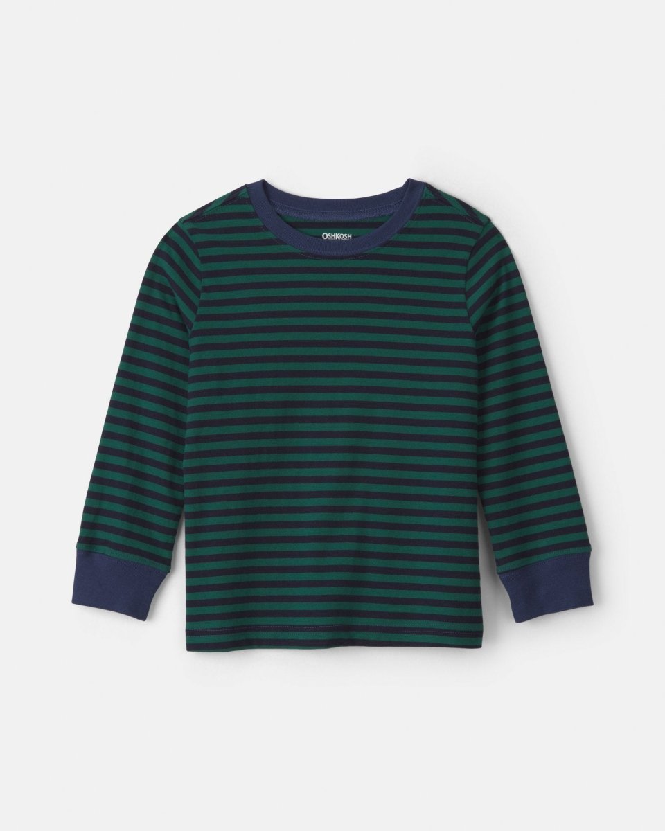 Conjunto 2 piezas, peto vaquero y camiseta a rayas verdes - Carter's