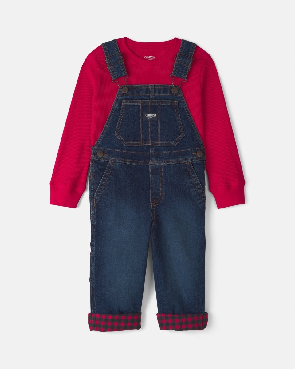 Conjunto 2 piezas, peto vaquero y camiseta de cuadros - Carter's