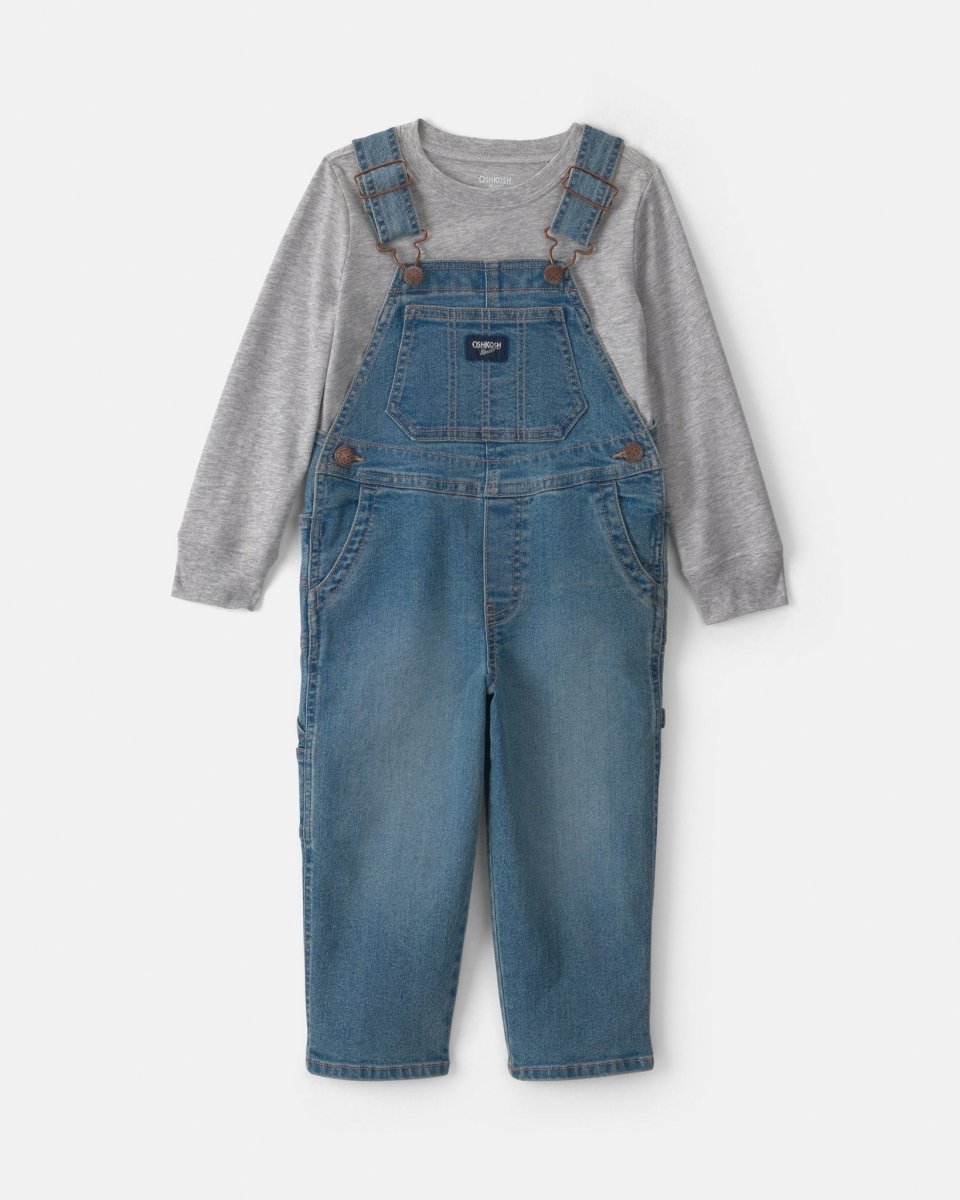 Conjunto 2 piezas, peto vaquero y camiseta gris - Carter's