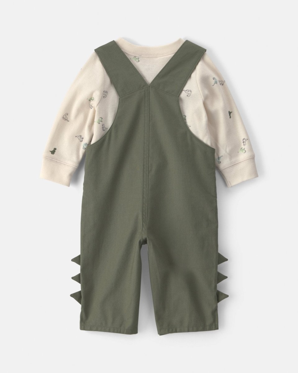 Conjunto 2 piezas, peto verde oliva, dinosaurios - Carter's