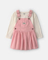 Conjunto 2 piezas, pichi de pana rosa y camiseta blanca