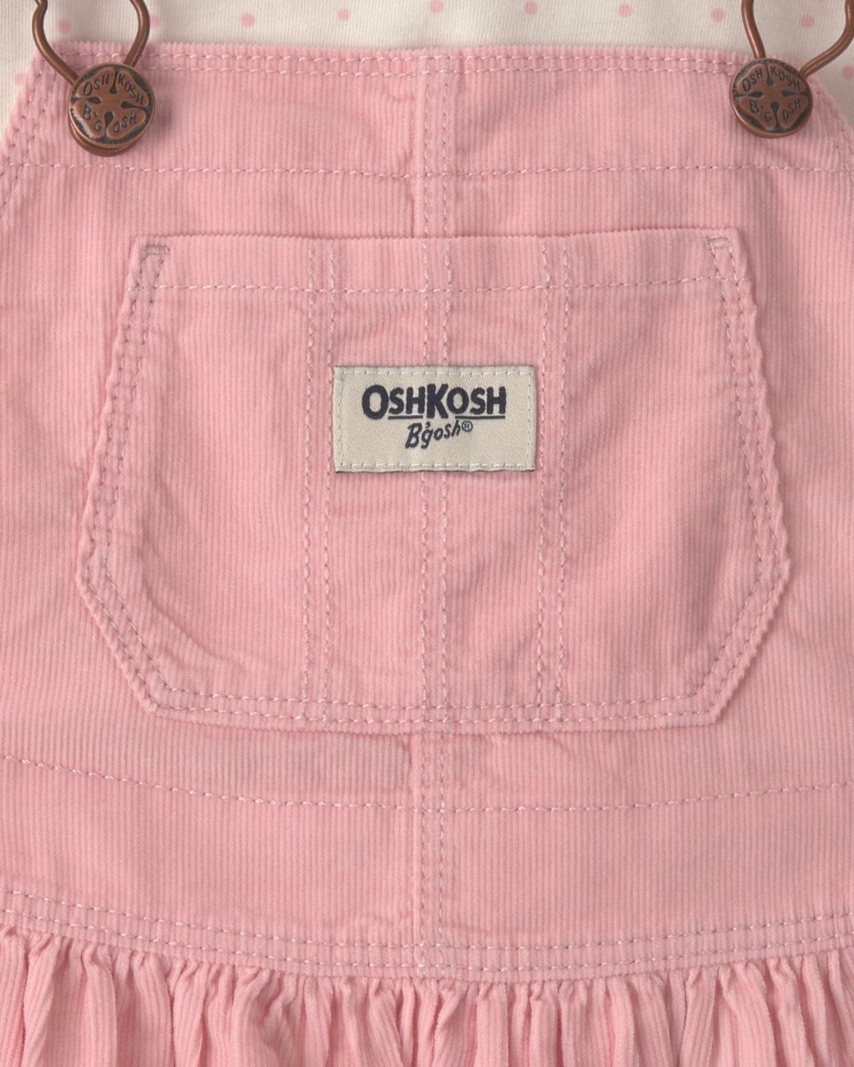 Conjunto 2 piezas, pichi de pana rosa y camiseta blanca - Carter's
