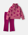 Conjunto 2 piezas, sudadera con media cremallera, corazones